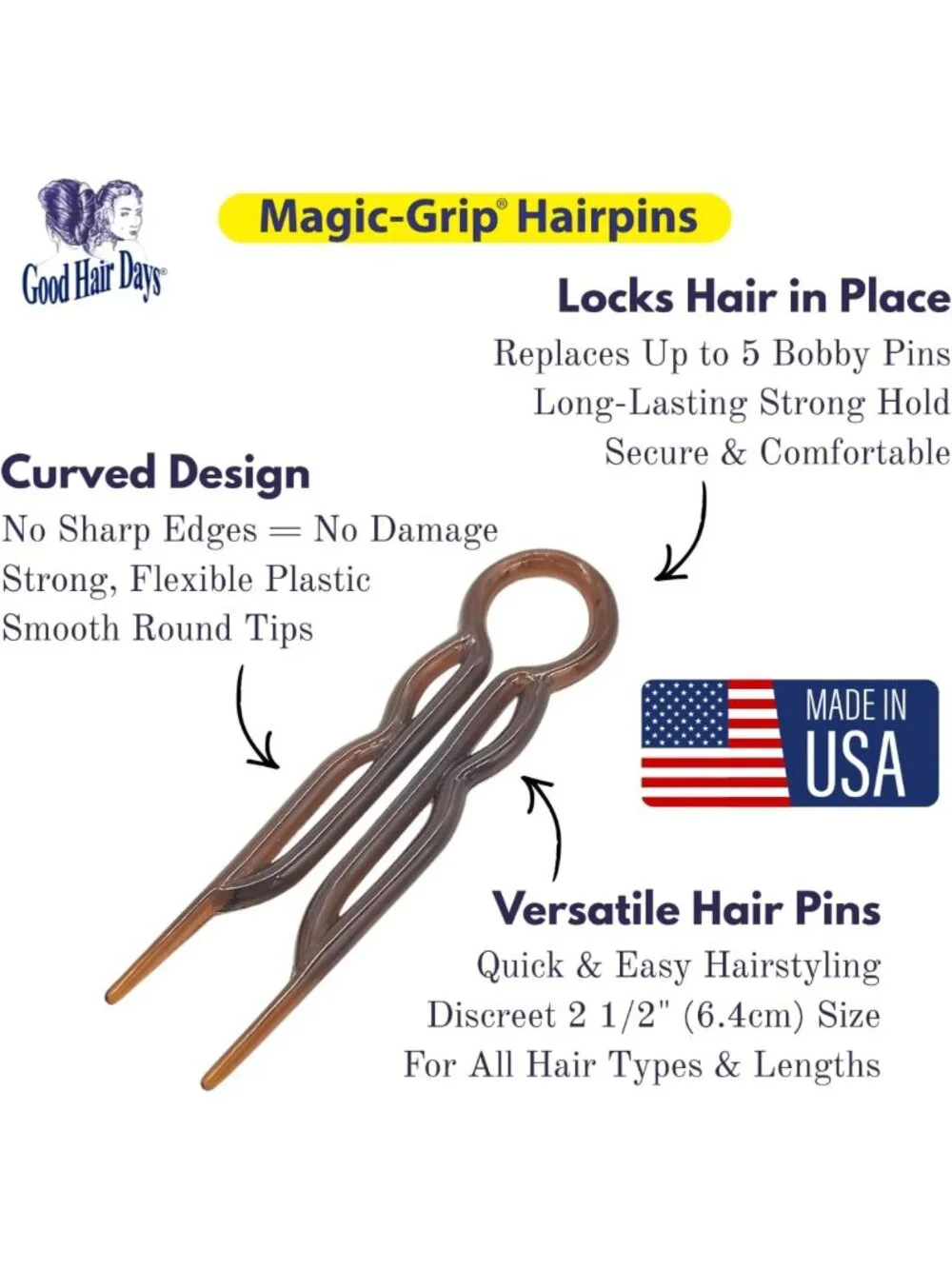 10 Magic Grip Hairpins for Strong Hold - Perfect for Updos & Styling